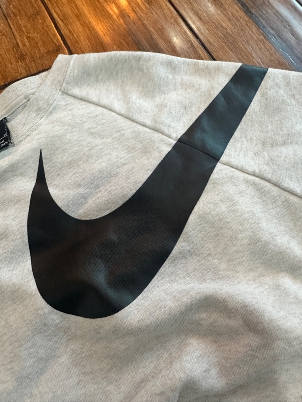 Nike Light Gray Dri-FIT Crewneck with Black Swoosh cropped medium - Picture 3 of 3